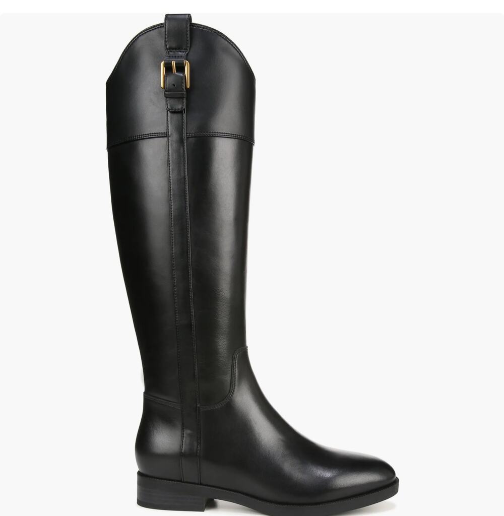 Vionic Phillip Water Repellent Black Riding Boot equestrian buckle Wide Calf 7.5